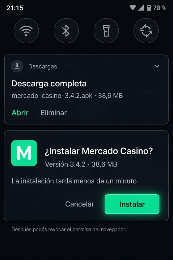 Diálogo de instalación con el botón Instalar resaltado