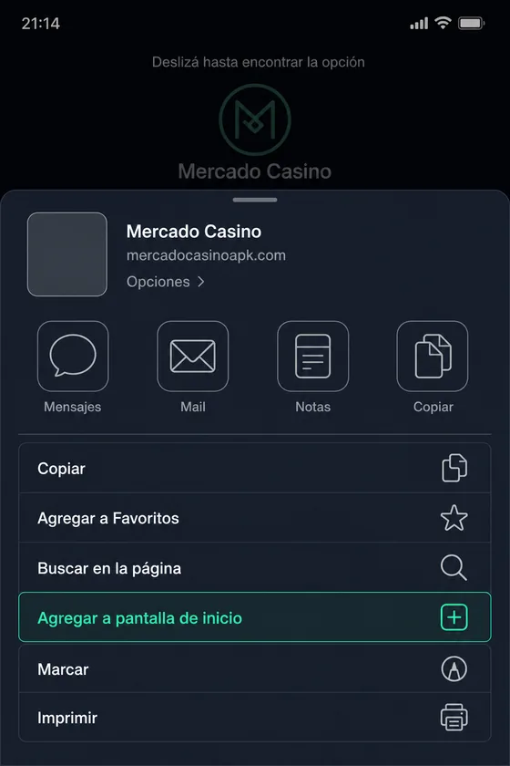 Menú Compartir de Safari desplegado