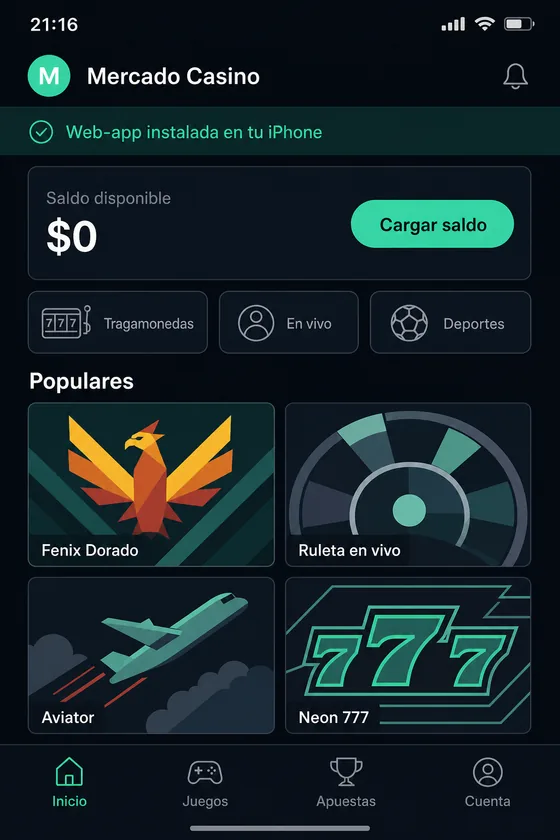 Web-app abierta a pantalla completa en un iPhone