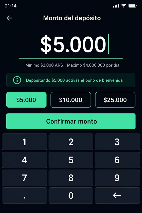 Campo de monto del depósito con el teclado numérico abierto